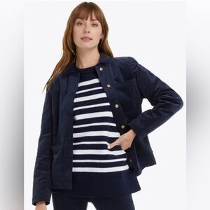 Draper James - Corduroy Nassau Navy Button-Down Jacket, S